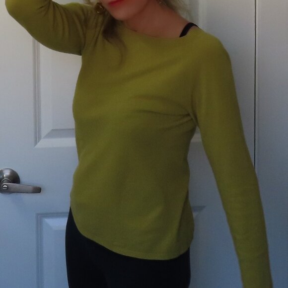 Talbot's Petite Leaf Green LS boat neck cotton sweater, size S - Picture 1 of 8